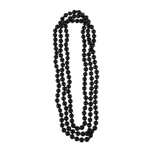 DEARMAMY Lange Schwarze Perlenkette für Damen Leichte Pulloverkette Simulierte Perlen Halskette Glänzend Komfortabel Dekorieren von Pullovern und Kleidern von DEARMAMY