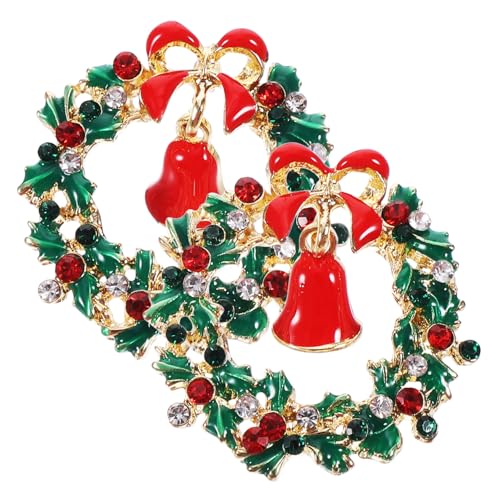 DEARMAMY Legierung Tropfender Diamant Weihnachtsblatt Ohrringe Damen Xmas Kranz Ohrstecker Baumelnde Ohrhänger Frauen Weihnachtsdekoration Geschenk von DEARMAMY