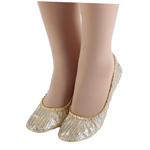 DEARMAMY Leichte rutschfeste Yogasocken mit Elastischem Band Atmungsaktiv Goldfarben Geeignet für Yoga Ballett Tanz und von DEARMAMY