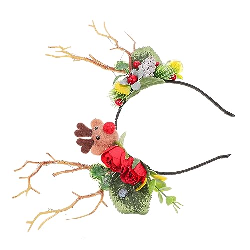 DEARMAMY Leuchtendes Hirschgeweih Stirnband Dekorativer Haarschmuck für Weihnachtsfeier Karneval Kostüm Party Geeignet für Mädchen und Erwachsene Festlicher Kopfschmuck von DEARMAMY