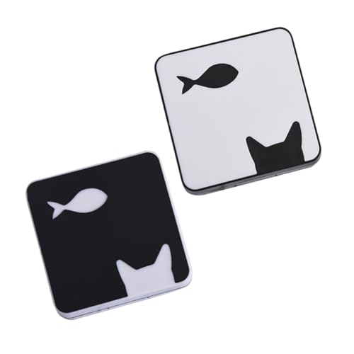 DEARMAMY Linsenbehälter 2 Stück Katzen und Fischmuster Kompakte Linsenbox für Reisen Langlebig und Praktisch Spiegel für Frauen von DEARMAMY