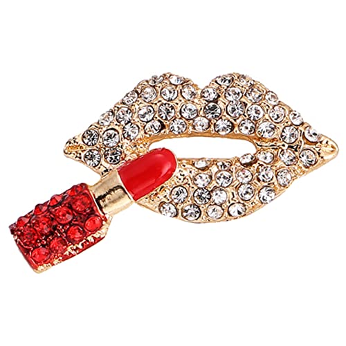 DEARMAMY Lippen Brosche Pin Für Damen Mit Strass Elegante Anstecknadel Für Kleidung Schal Und Taschen Für Feste Und Tägliches Tragen Hochwertige Stabiles Design von DEARMAMY