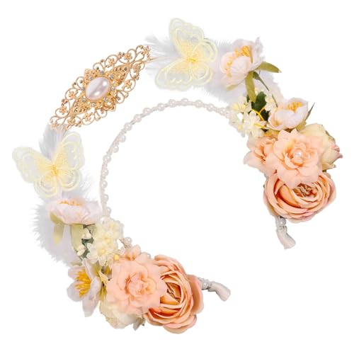 DEARMAMY Lolita Flower Headband Blumenkrone Für Hochzeiten Cosplay Und Festliche Anlässe Retro Stil Mit Natürlichen Blüten Und Blättern Perfektes Accessoire Für Fotoshootings Und von DEARMAMY