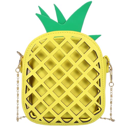 DEARMAMY Lustige Fruchtform Umhängetasche Single Shoulder Bag Mit Kettenriemen Einzigartige Handtasche Im Ananas Design Für Damen Perfekt Für Freizeit Schule Und Einkäufe von DEARMAMY
