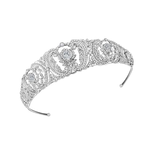 DEARMAMY Luxuriöse Brautkrone Stirnband mit Funkelnden Kristallen Tiara Headband für Hochzeit Abschlussball Party und Festliche Anlässe Leichtes Damen Haaraccessoire Weißes Strass Diadem von DEARMAMY