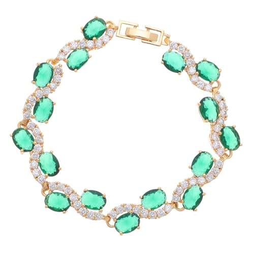 DEARMAMY Luxuriöses Zircon Armband Damen Vintage Stil Leichtes Schmuckstück mit Grünem Edelstein Elegantes Wristlet für Geburtstage Jahrestage und Hochzeitsfeiern von DEARMAMY