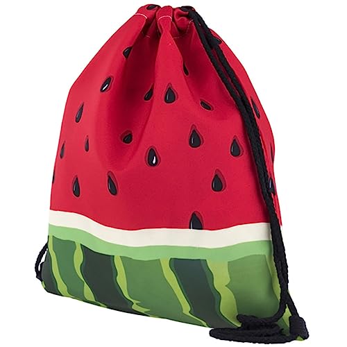 DEARMAMY Mädchen Kordelzug Rucksack Wassermelone Sporttasche Leicht Gymbag mit Tunnelzug für Yoga Reisen Freizeit Tasche mit Buntem Aufdruck und Sicherem Verschluss von DEARMAMY