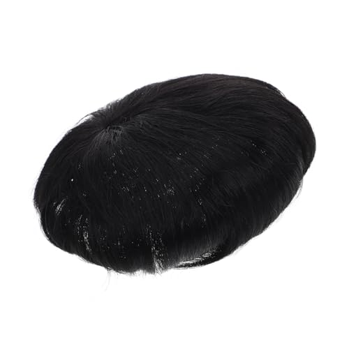 DEARMAMY Echthaar-haarteil Für Männer Natürlicher Schwarzer Kurzhaarschnitt Leichtes Toupee Für Täglichen Gebrauch Zur Kaschierung Von Haarausfall Für Stilvolle Looks von DEARMAMY