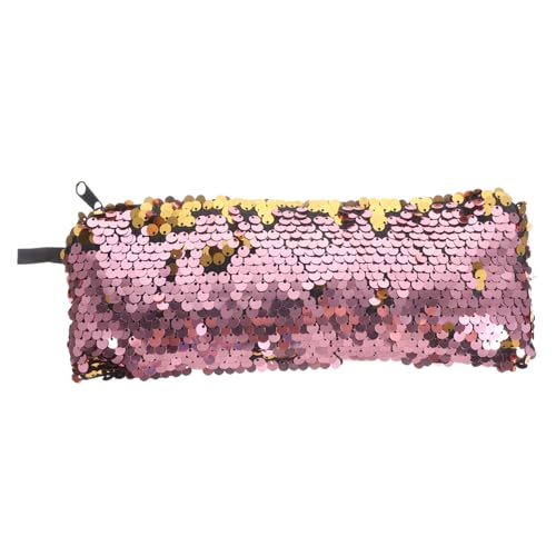 DEARMAMY Make-up Tasche Mit Pailletten Tragbarer Kosmetiktasche Für Damen Große Kapazität Stilvolles Design Praktische Aufbewahrung Für Kosmetik Und Reiseaccessoires Gold Pastellrosa von DEARMAMY