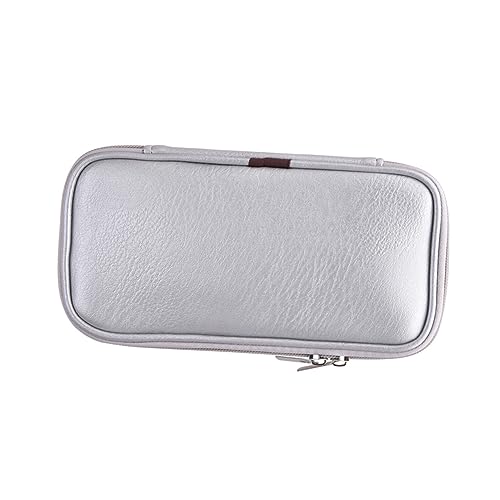 DEARMAMY Schminkbeutel Aus Pu-Leder Mit Reißverschluss Tragbarer Make-up-Pinsel-Organizer Halter Für Kosmetik-Werkzeug Silber Geräumig Und Kompakt Für Reisen Und Alltag von DEARMAMY
