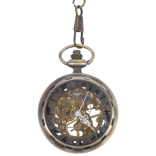 DEARMAMY Taschenuhr Mechanisch Aus Bronze Legierung Mit Rad Für Ausgehöhlte Design Manuelle Uhr Als Geschenk Und Dekoration von DEARMAMY