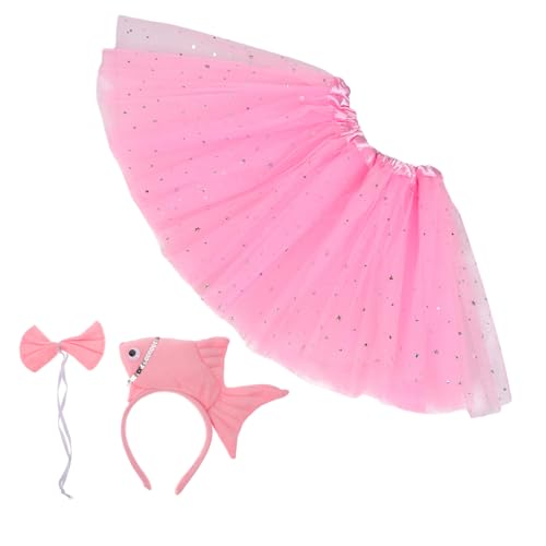 DEARMAMY Meerestier Fisch Kostüm Für Junge Mädchen Mit Plüsch Stirnband Und Rock Für Halloween Partys Dress-up Tier Themen Cosplay von DEARMAMY