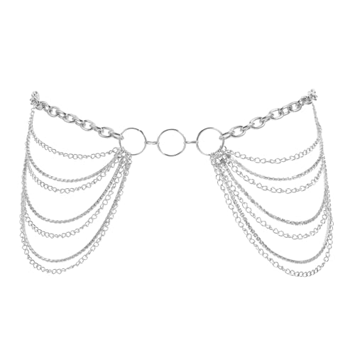 DEARMAMY Mehrlagige Taillenkette für Damen Eleganter Strass Gürtel aus Zinklegierung Leichter Langlebiger Körperschmuck Modisch für Kleider Strand Alltag und Bühnenauftritte von DEARMAMY