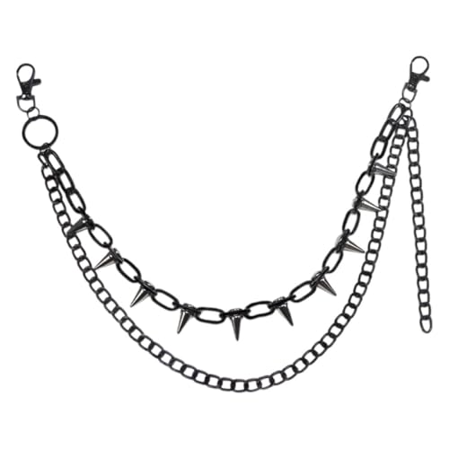 DEARMAMY Metal Jeans Kette Für Herren Doppelschichtige Punk Hosenkette Mit Nieten Stilvolle Hip Hop Accessoire Für Jeans Und Hosen Gothic Style Für Modische Looks von DEARMAMY