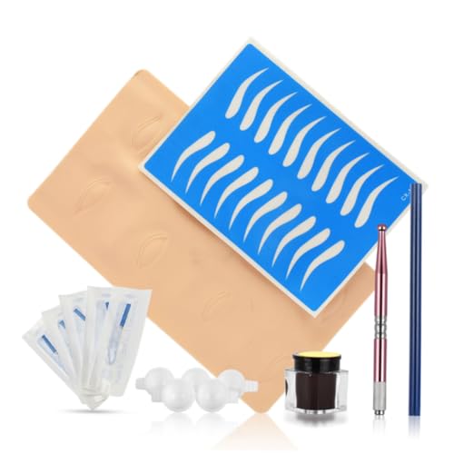DEARMAMY Mikrobladingstift Rundkopfstift Übungshaut Und Ring Für Augenbrauenstift Inklusive Werkzeug Für Eyeliner Narbenrekonstruktion Und Tätowierungen von DEARMAMY