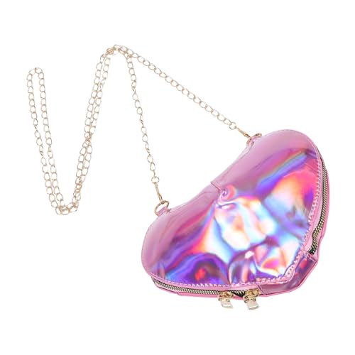 DEARMAMY Mini Herzförmige Umhängetasche Damen Kette Verstellbar Kleine Schultertasche Glossy Look Kompakt Für Alltag Party Valentinstag von DEARMAMY