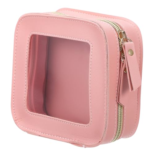 DEARMAMY Mini-Kosmetiktasche durchsichtige Kosmetiktasche Kosmetik-Organizer Kompakte Kosmetiktasche kosmetikbeutel Halter Fächer Kosmetiktaschen kleine Reißverschlusstaschen PVC Rosa von DEARMAMY