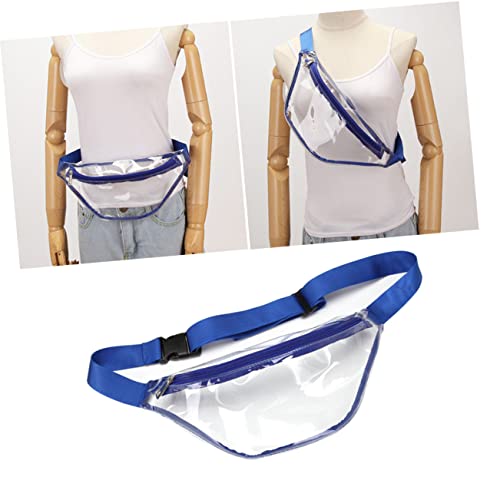 DEARMAMY Modische Hüfttasche Strandtasche elastischer taillengürtel strandbag strandbeutel Beach Bag bläulich Fanny Quaste Freizeit Einkaufstasche für Frauen durchsichtige Gürteltasche Blue von DEARMAMY