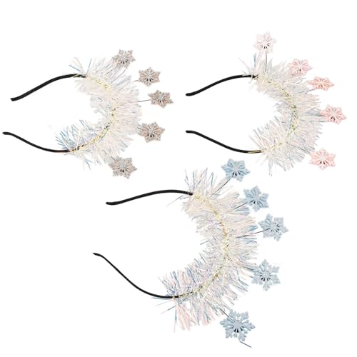 DEARMAMY Modisches Stirnband-set Mit Schneeflocken 3-teilig Weihnachtliches Stirnband Mit Glitzer Weihnachts-stirnband Als Familiengeschenk von DEARMAMY