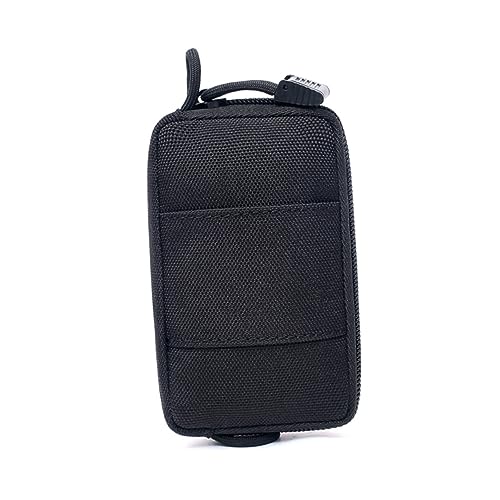 DEARMAMY Multifunktionaler Nylon Schlüsselanhänger Geldbeutel mit Reißverschluss Minimalistischer Kartenhalter und Münzfach Großer Kapazität Unisex Schwarzes Portemonnaie mit Schlüsselring von DEARMAMY