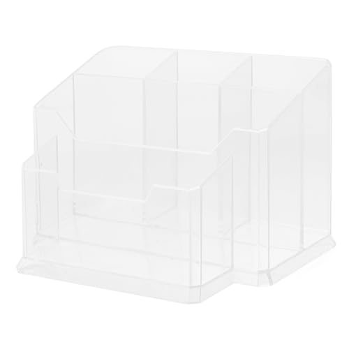 DEARMAMY Multifunktions-aufbewahrungsbox Aus Doppelstöckige Organizerbox Für Nagelzubehör Und Kosmetika Transparente Schreibtisch-aufbewahrungsbox Mit Fächern Für Beauty-tools von DEARMAMY