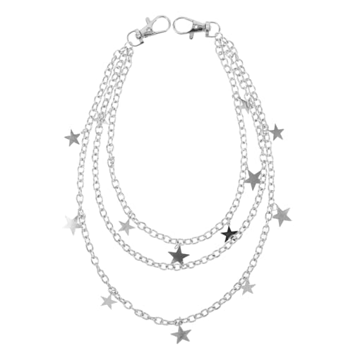 DEARMAMY Multilayer Metallgürtel für Hosen Hip Hop Geldbörse Kette für Männer Punk Jeans Accessoires mit Sternanhänger Vielseitige Mode für von DEARMAMY