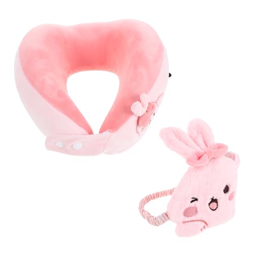 DEARMAMY Nackenkissen Für Reisen Und Büro U-förmiges Kissen Mit Schlafmaske in Hasenform Gänsekissen Zum Schlafen Nackenkissen Für Flugzeug Und Auto von DEARMAMY
