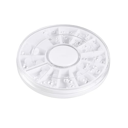 DEARMAMY Nagelkunst Zubehör Satz 12-Raster Nagelperlen aus Synthetischen Perlen für Maniküre Halbkreis Form Selbstgemacht Nageldesign für Frauen und Damen von DEARMAMY