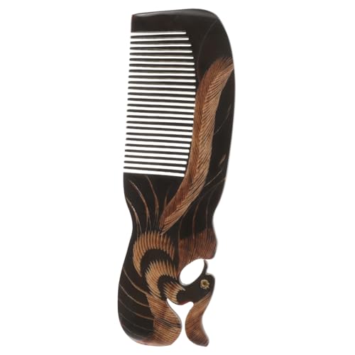 DEARMAMY Naturhaarschnitt Hornkamm Mit Pfauenmuster Antistatik Massagestäbchen Für Frauen Und Männer Tragbarer Kleiner Kamm Für Kopfhautpflege Für Glattes Haar Und Kreative Frisuren von DEARMAMY