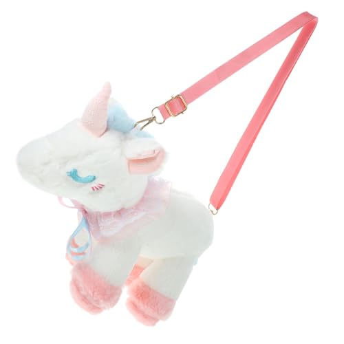 DEARMAMY Niedliche Einhorn Plüsch Umhängetasche Damen Mini Cartoon Schultertasche für Mädchen Shopping und Freizeit Weiche Kuscheltier Handtasche für Party und Alltag von DEARMAMY