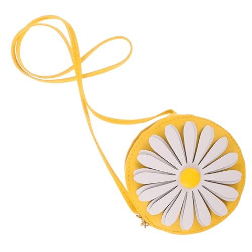 DEARMAMY Niedrige Umhängetasche für Mädchen aus Weichem PU Material Verstellbarer Schultergurt Leichte Kindergartentasche für Schule und Freizeit Kleine Süße Crossbody Tasche Gelb von DEARMAMY