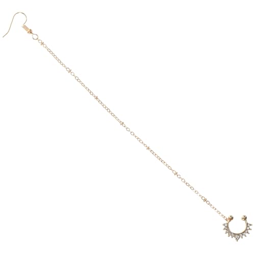 DEARMAMY Non piercing Fake Nasenring mit Ohrkette Metall mit Strass Schmuck für Frauen Leichter Schmerzfreier Nasenring Inspiriert von Afrikanischem Tanzstil in Gold von DEARMAMY