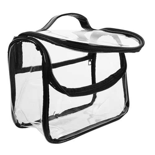 DEARMAMY Schminktasche Aus Transparentem PVC-Material Reise-Kosmetiktasche Mit Reißverschluss Geräumige Aufbewahrungstasche Für Damen Wasserdichter Kulturbeutel Für Make-up Und Kosmetik Lei von DEARMAMY