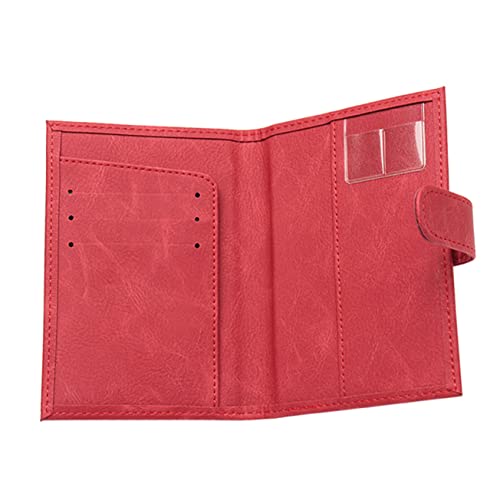 DEARMAMY Pass Clip Karten Paket Inhaber Kartenhalter Damen Kofferanhänger Reisepass Brieftasche Reisepasshüllen Reisepass Geldbörse Auto Abzeichenhalter Slot Fanny Abs Reisetasche Rot Pu von DEARMAMY