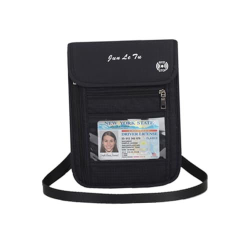 DEARMAMY Passhalter Crossbody RFID Blockierende Pass Aufbewahrungstasche Für Männer Und Frauen Schultertasche Für Reisen Schwarz Diebstahlschutz Für Dokumente Und Karten von DEARMAMY