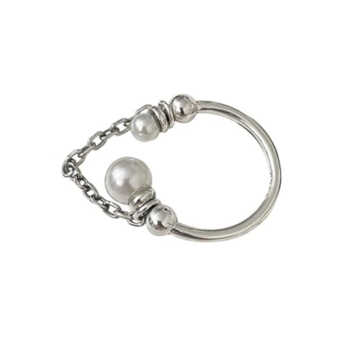 DEARMAMY Perlenkette Offener Damenring Verstellbar Leicht Schmuck Elegant Modisch Alltag Schmuckstück von DEARMAMY