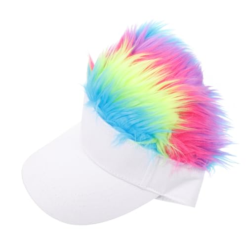 DEARMAMY Perücke Baseballkappe Frauen Perücke Hut Baseballkappen Männer Hut mit Haaren tragbare Baseballmütze wiederverwendbare Baseballmütze Party Perückenhüte Frauen Hüte Baumwolle Weiß von DEARMAMY