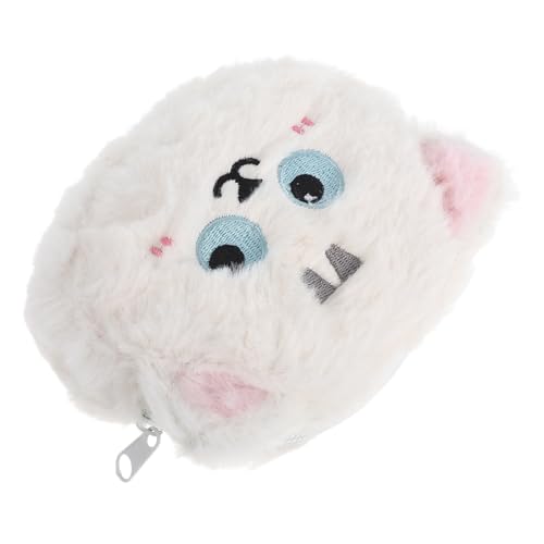 DEARMAMY Plüsch Cartoon Münzgeldbörse Flauschige Kleine Geldbörse mit Reißverschluss Multifunktionale Aufbewahrung für Münzen Ohrhörer und Karten Kompakt und Robust Damen Coin Purse Weißes von DEARMAMY