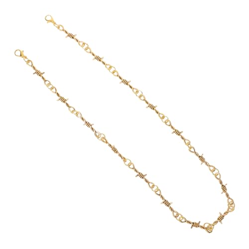 DEARMAMY Punk Barbed Wire Halskette Verstellbar Metallkette Hiphop Schmuck für Männer Frauen Party Alltag Goldfarbene Stacheldraht Kette Stylisches Accessoire von DEARMAMY