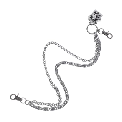 DEARMAMY Punk Metal Waist Chain Doppellagig mit Totenkopf und Robuste Goth Hosenkette für Herren und Damen Vintage Punk Accessoire für Jeans und Hosen zu Festivals und Partys von DEARMAMY