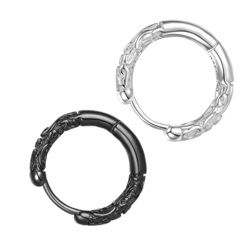 DEARMAMY Punk Stil Metall Ohrringe Herren Rund Silber Schwarz Minimalistischer Ohrschmuck Teenager Alltag Party von DEARMAMY