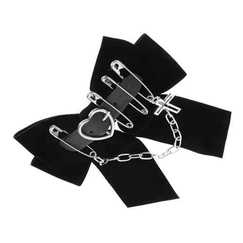 DEARMAMY Punk-gothic Haarclip Mit Schleife Und Kreuzketten Für Halloween Einzigartiger Haarschmuck Für Frauen Und Mädchen Langlebiges Accessoire Aus Legierung Und Leder Für Cosplay Tage Hal von DEARMAMY