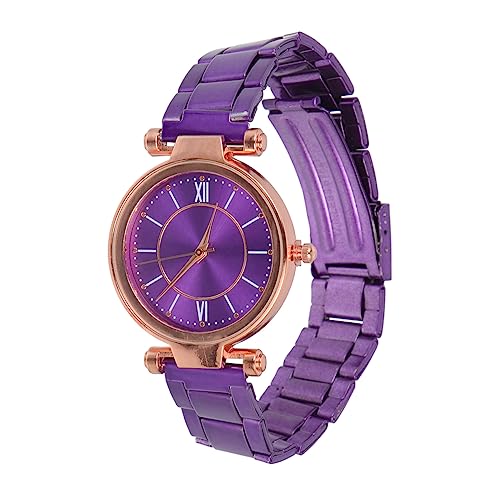 DEARMAMY Quarzuhr Mit Stahlband Herren Armbanduhr Weiblich Frauen Stilvolle Damenuhr Digitaluhr Automatikuhr Filigrane Armbanduhr Ansehen Mädchen Sehen Rostfreier Stahl Violett von DEARMAMY
