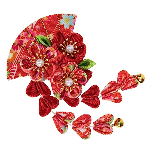 DEARMAMY Quaste Glocke Haarschmuck Quasten Haarschmuck Für Damen Haarzubehör Für Mädchen Geformt Haarnadel Brötchen Girly Klammer Kopfbedeckung Im Japanischen Stil Rot Legierung von DEARMAMY