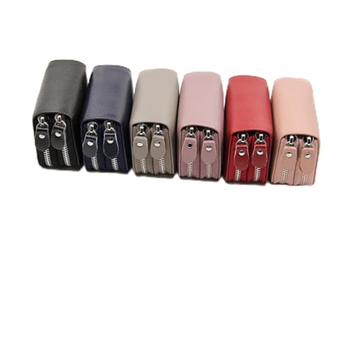 DEARMAMY Kreditkartenetui Mit RFID Schutz Geldbörse Mit Doppelreißverschluss Aus Echtleder Reißverschlussfächer Steckfächer Schlitz Münzfach Für Männer Und Frauen von DEARMAMY