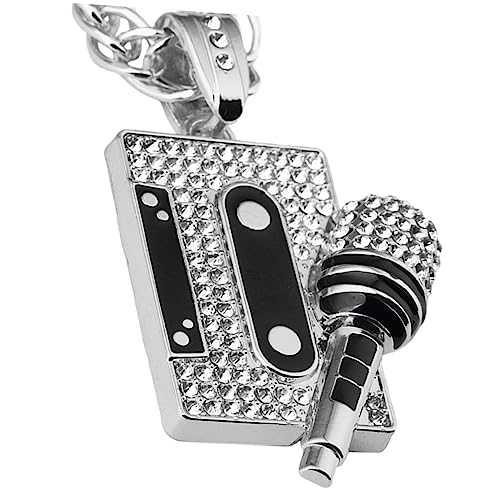 DEARMAMY Rapper Halskette mit Mikrofon und Kassette Anhänger Hip Hop Schmuck für Herren und Damen Robuste Kette Modisches Streetwear Accessoire Geschenkidee für Geburtstag und Alltag von DEARMAMY
