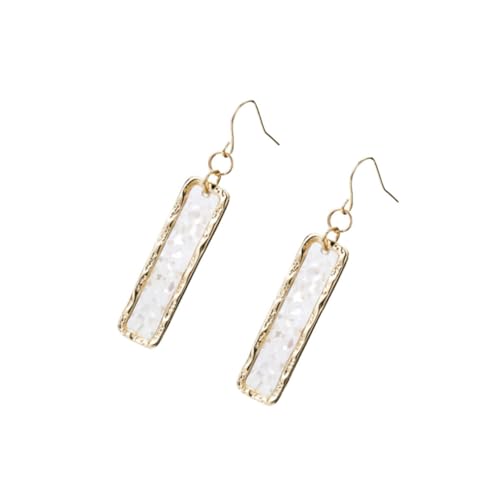 DEARMAMY Rechteckige Ohrringe Kupfer mit Weißer Stilvoll und Individuell Modischer Ohrschmuck für Damen Passend zu Outfit für Party Hochzeit und Alltag von DEARMAMY