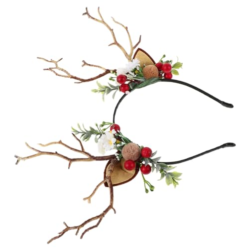 DEARMAMY Rentier Haarband Mit Geweih Und Ästen Weihnachts-stirnband Für Frauen Festive Kopfschmuck Halloween-dekoration Zarte Simulation Von Baumaterialien von DEARMAMY