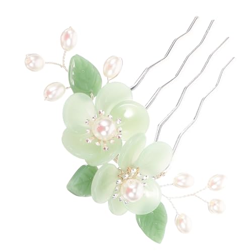 DEARMAMY Retro -Haarkammset chinesischer Haarstab Haarschmuck für Mädchen Zubehör Blumen- Hanfu-Haarkamm Frisierkämme Haarverzierung alter eingesetzter Kamm Legierung Green von DEARMAMY