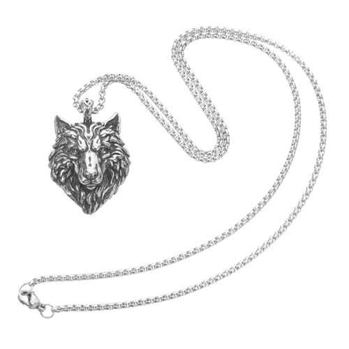 DEARMAMY Edelstahl Halskette Mit Wolf Anhänger Für Damen Und Herren Unisex Wolfskopfschmuck Aus Edelstahl Halskette Mit Anhänger Für Alltag Und Festlichkeiten von DEARMAMY